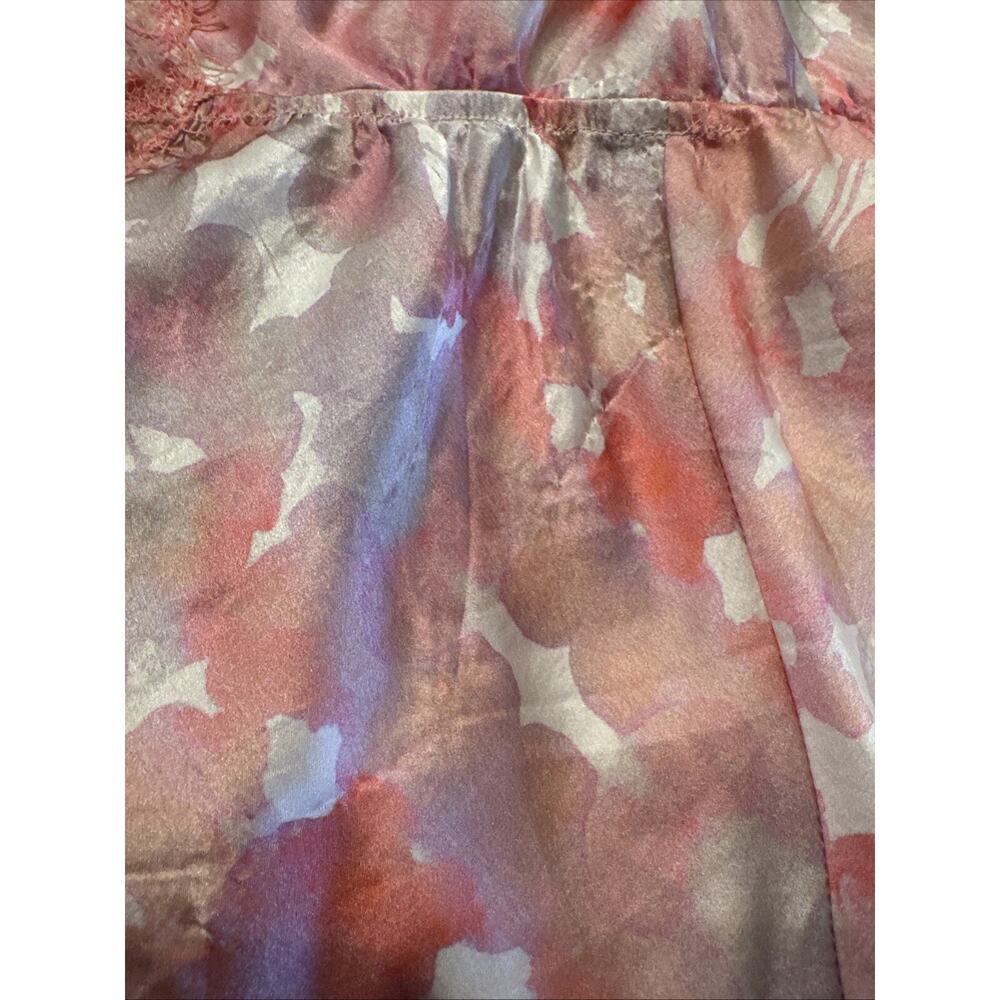 Naked Princess Women’s Silk Ella Romper Lingerie Pink Petal Print Silk Lace READ - Picture 7 of 11